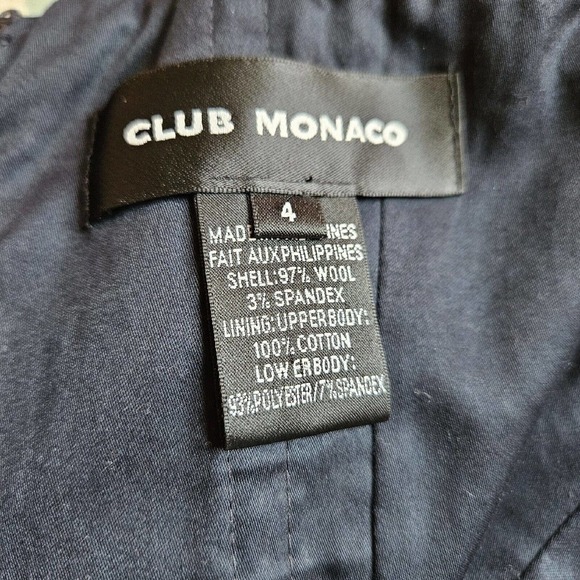 Club Monaco Wool Blend Navy Pin Stripe Strapless Bubble Mini Dress Sz 4 PERFECT - Picture 9 of 11